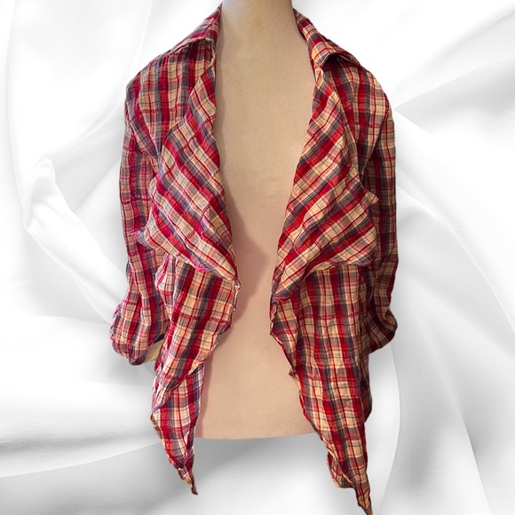 Anthropologie Tops - Anthropology En Crème Plaid and Flowy Cardigan Size Small (S)
